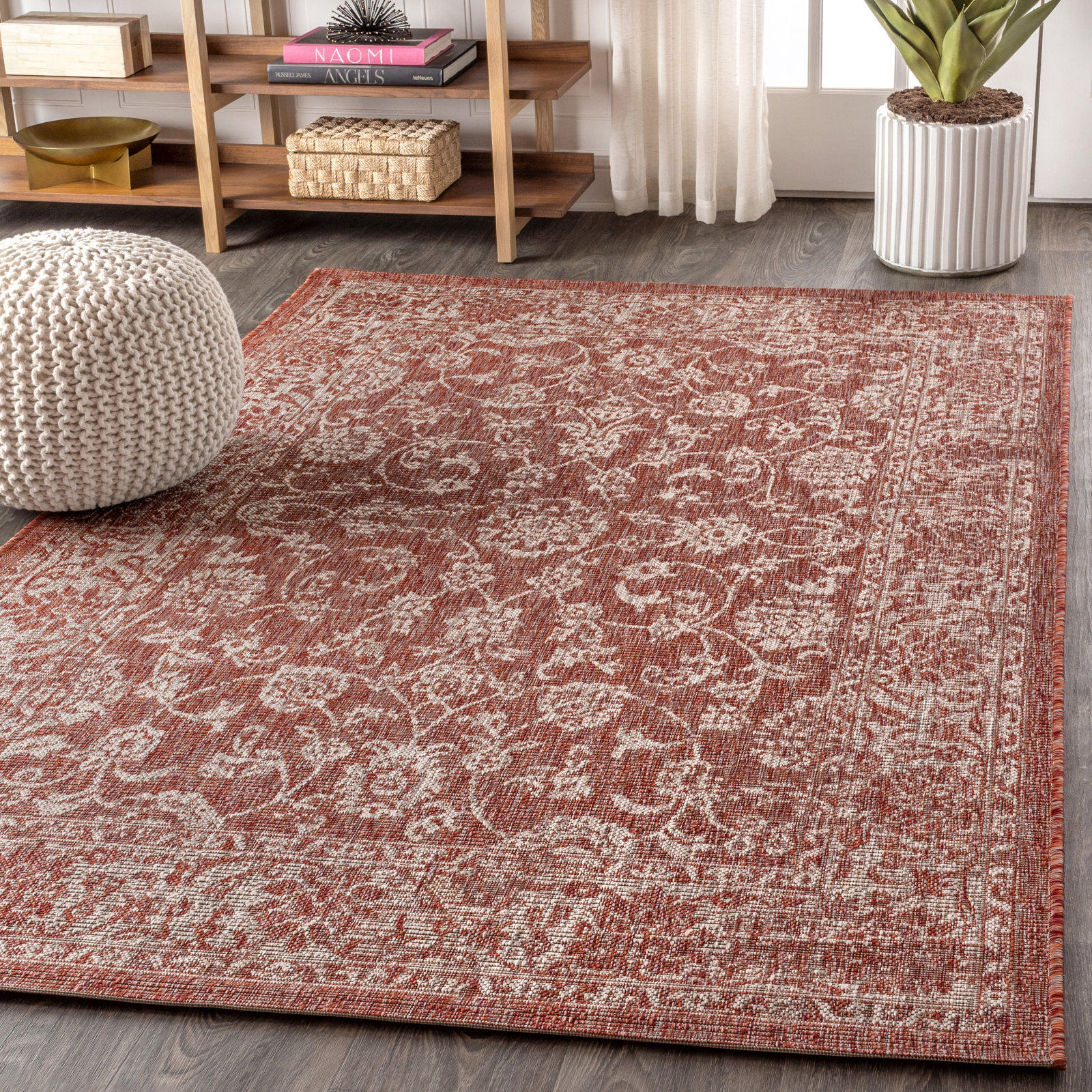 Bungalow Rose Leonora Red/Taupe Indoor/Outdoor Rug & Reviews Bungalow Rose Leonora Red/Taupe Indoor/Outdoor Rug & Reviews